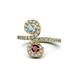 1 - Raene Aquamarine and Ruby with Side Diamonds Bypass Ring 