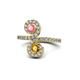 1 - Raene Pink Tourmaline and Citrine with Side Diamonds Bypass Ring 