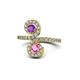 1 - Raene Amethyst and Pink Sapphire with Side Diamonds Bypass Ring 