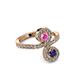 3 - Raene Pink Sapphire and Blue Sapphire with Side Diamonds Bypass Ring 