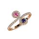 4 - Raene Pink Sapphire and Blue Sapphire with Side Diamonds Bypass Ring 