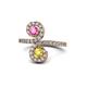 1 - Raene Pink Sapphire and Yellow Sapphire with Side Diamonds Bypass Ring 
