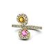 1 - Raene Citrine and Pink Sapphire with Side Diamonds Bypass Ring 