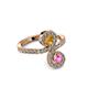 3 - Raene Citrine and Pink Sapphire with Side Diamonds Bypass Ring 