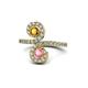 1 - Raene Citrine and Pink Tourmaline with Side Diamonds Bypass Ring 
