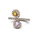 1 - Raene Citrine and Tanzanite with Side Diamonds Bypass Ring 