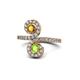 1 - Raene Citrine and Peridot with Side Diamonds Bypass Ring 