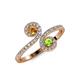 4 - Raene Citrine and Peridot with Side Diamonds Bypass Ring 