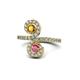 1 - Raene Citrine and Rhodolite Garnet with Side Diamonds Bypass Ring 