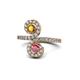 1 - Raene Citrine and Rhodolite Garnet with Side Diamonds Bypass Ring 