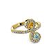 3 - Raene Citrine and Aquamarine with Side Diamonds Bypass Ring 