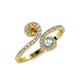 4 - Raene Citrine and Aquamarine with Side Diamonds Bypass Ring 