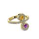 3 - Raene Citrine and Amethyst with Side Diamonds Bypass Ring 