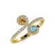 4 - Raene Citrine and Blue Topaz with Side Diamonds Bypass Ring 