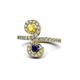 1 - Raene Yellow Sapphire and Blue Sapphire with Side Diamonds Bypass Ring 
