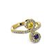 3 - Raene Yellow Sapphire and Blue Sapphire with Side Diamonds Bypass Ring 