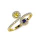 4 - Raene Yellow Sapphire and Blue Sapphire with Side Diamonds Bypass Ring 