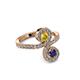 4 - Raene Yellow Sapphire and Blue Sapphire with Side Diamonds Bypass Ring 