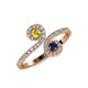 5 - Raene Yellow Sapphire and Blue Sapphire with Side Diamonds Bypass Ring 