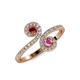 4 - Raene Ruby and Pink Sapphire with Side Diamonds Bypass Ring 