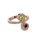 3 - Raene Yellow Sapphire and Ruby with Side Diamonds Bypass Ring 