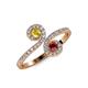 4 - Raene Yellow Sapphire and Ruby with Side Diamonds Bypass Ring 