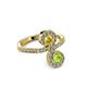 3 - Raene Yellow Sapphire and Peridot with Side Diamonds Bypass Ring 