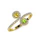 4 - Raene Yellow Sapphire and Peridot with Side Diamonds Bypass Ring 