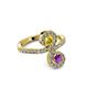 3 - Raene Yellow Sapphire and Amethyst with Side Diamonds Bypass Ring 