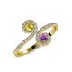 4 - Raene Yellow Sapphire and Amethyst with Side Diamonds Bypass Ring 