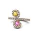 1 - Raene Yellow Sapphire and Pink Sapphire with Side Diamonds Bypass Ring 