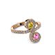 3 - Raene Yellow Sapphire and Pink Sapphire with Side Diamonds Bypass Ring 