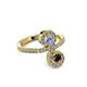 3 - Raene Tanzanite and Red Garnet with Side Diamonds Bypass Ring 