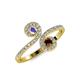 4 - Raene Tanzanite and Red Garnet with Side Diamonds Bypass Ring 