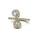 1 - Raene Tanzanite and Aquamarine with Side Diamonds Bypass Ring 