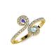 4 - Raene Tanzanite and Aquamarine with Side Diamonds Bypass Ring 