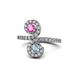 1 - Raene Pink Sapphire and Aquamarine with Side Diamonds Bypass Ring 