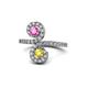 1 - Raene Pink Sapphire and Yellow Sapphire with Side Diamonds Bypass Ring 