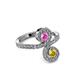 3 - Raene Pink Sapphire and Yellow Sapphire with Side Diamonds Bypass Ring 