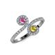 4 - Raene Pink Sapphire and Yellow Sapphire with Side Diamonds Bypass Ring 