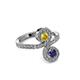 3 - Raene Yellow Sapphire and Blue Sapphire with Side Diamonds Bypass Ring 