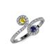 4 - Raene Yellow Sapphire and Blue Sapphire with Side Diamonds Bypass Ring 