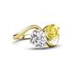 4 - Velona 2.53 ctw IGI Certified Oval Shape Lab Grown Diamond (8.5 x 6 mm) and Cushion Shape Created Yellow Sapphire (6 mm) Women Toi Et Moi Wave Engagement Ring 