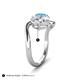 5 - Velona 2.45 ctw IGI Certified Oval Shape Lab Grown Diamond (8.5 x 6 mm) and Cushion Shape Blue Topaz (6 mm) Women Toi Et Moi Wave Engagement Ring 