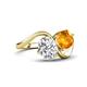 4 - Velona 2.05 ctw IGI Certified Oval Shape Lab Grown Diamond (8.5 x 6 mm) and Cushion Shape Citrine (6 mm) Women Toi Et Moi Wave Engagement Ring 