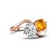 4 - Velona 2.05 ctw IGI Certified Oval Shape Lab Grown Diamond (8.5 x 6 mm) and Cushion Shape Citrine (6 mm) Women Toi Et Moi Wave Engagement Ring 