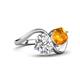 4 - Velona 2.05 ctw IGI Certified Oval Shape Lab Grown Diamond (8.5 x 6 mm) and Cushion Shape Citrine (6 mm) Women Toi Et Moi Wave Engagement Ring 