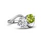 4 - Velona 2.30 ctw IGI Certified Oval Shape Lab Grown Diamond (8.5 x 6 mm) and Cushion Shape Peridot (6 mm) Women Toi Et Moi Wave Engagement Ring 