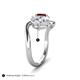 5 - Velona 2.40 ctw IGI Certified Oval Shape Lab Grown Diamond (8.5 x 6 mm) and Cushion Shape Red Garnet (6 mm) Women Toi Et Moi Wave Engagement Ring 