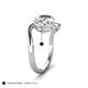 5 - Velona 2.40 ctw IGI Certified Oval Shape Lab Grown Diamond (8.5 x 6 mm) and Cushion Shape Rhodolite Garnet (6 mm) Women Toi Et Moi Wave Engagement Ring 